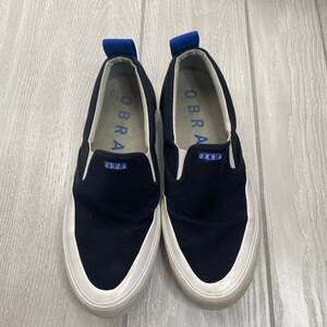 Obra Men's Black and White Slip On 240 Canvas Wrap Toe Sneakers Size 9